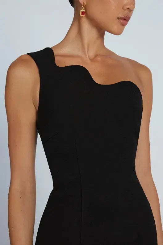 By Johnny Wave One Shoulder Mini Dress Black Size 10 photo 2