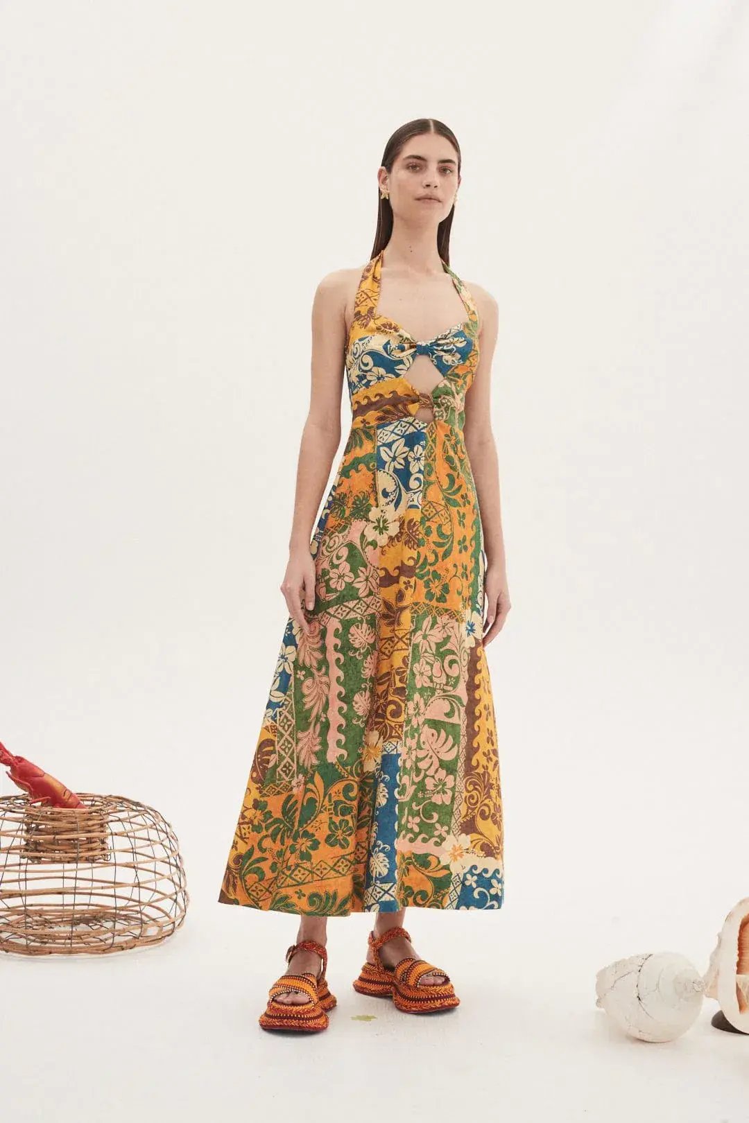 Alemais Archie Halter Midi Dress Multi Size 8 photo 2