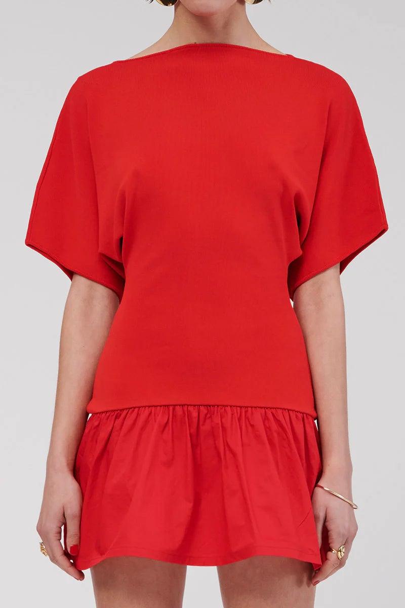 SUBOO NAPLES DROP WAIST MINI DRESS - RED photo 2