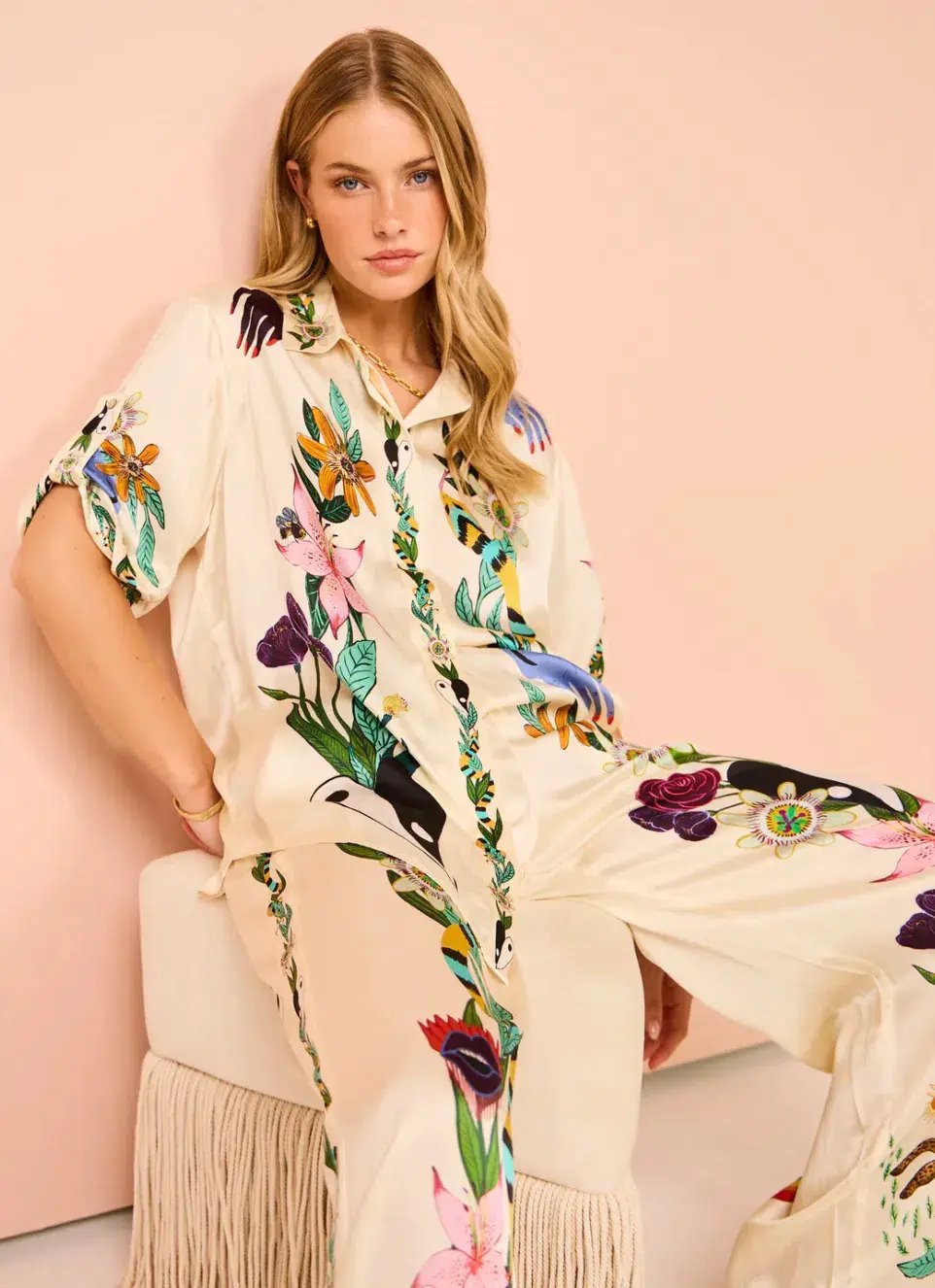 Alemais Meagan Silk Shirt & Pants Set Print Size 12 photo 2