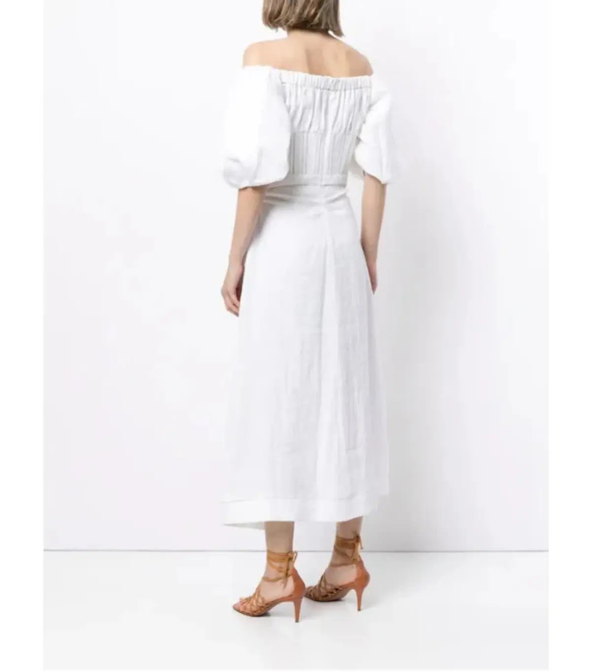 Rachel Gilbert The Capri Linen Dress in White Size AU 6 photo 3
