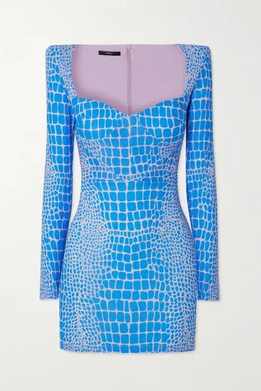 Alex Perry Howell Printed Stretch-jersey Mini Dress Blue Size 8 photo 2