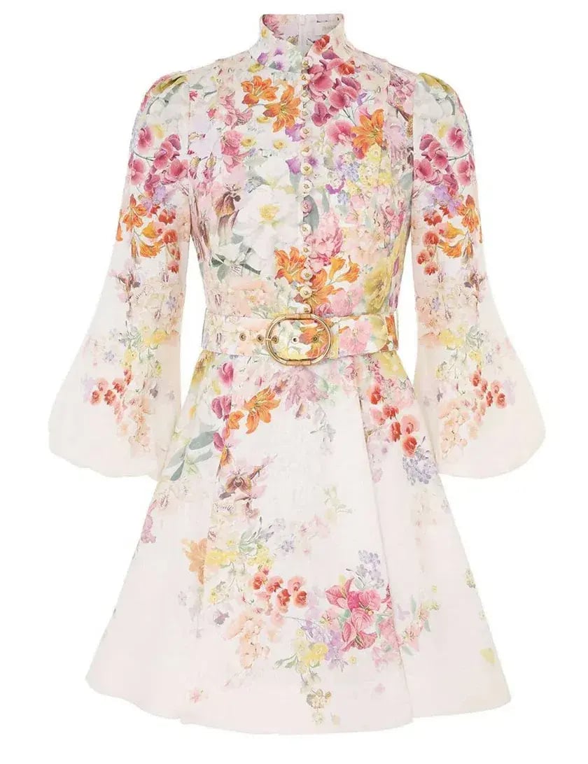 Zimmermann Natura Buttoned Mini Dress Kaleidoscope Garden  Size 2 / AU 12 photo 5