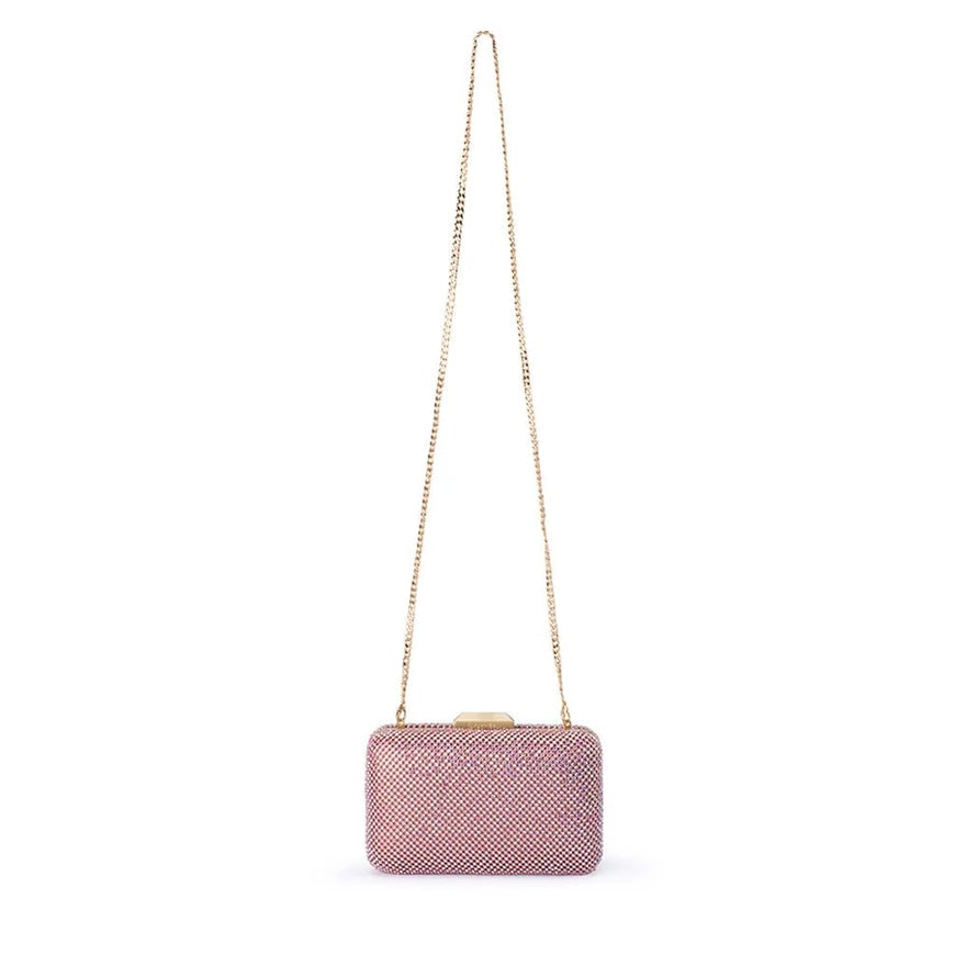 Olga Berg Ronny Crystal Mesh Clutch - Pink photo 3