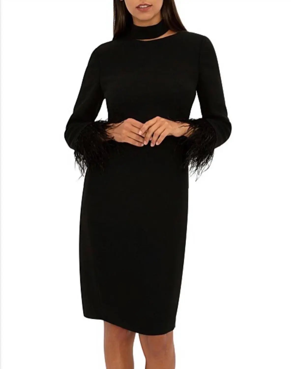 Carla Zampatti Feather Cocktail Dress Black Size 4 photo 2