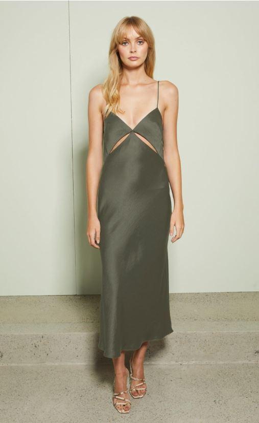 BEC & BRIDGE Mila Midi Dress Khaki size 8 photo 2