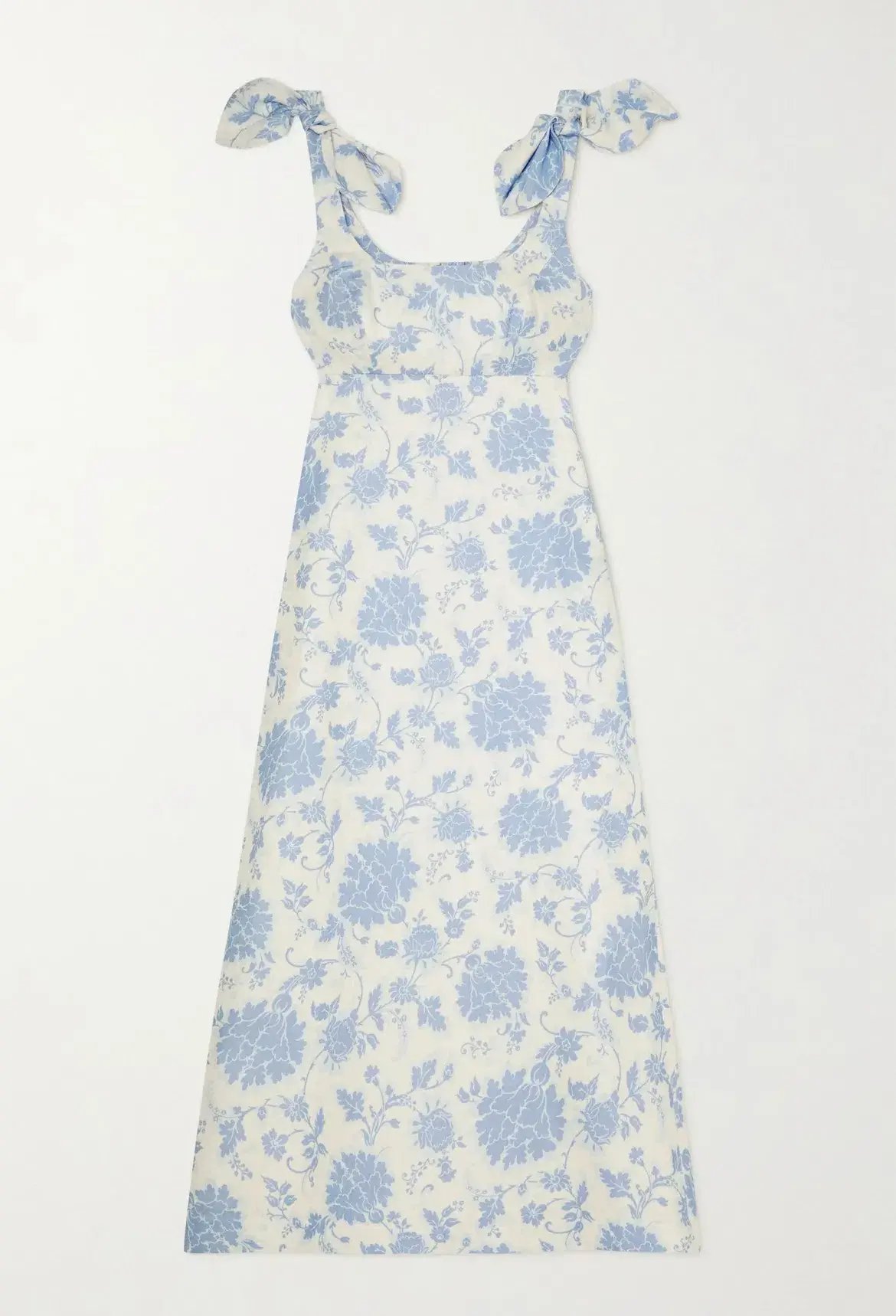Zimmermann Postcard Tie Shoulder Midi Dress Blue Tonal Floral Size 1 / Au 10 photo 3