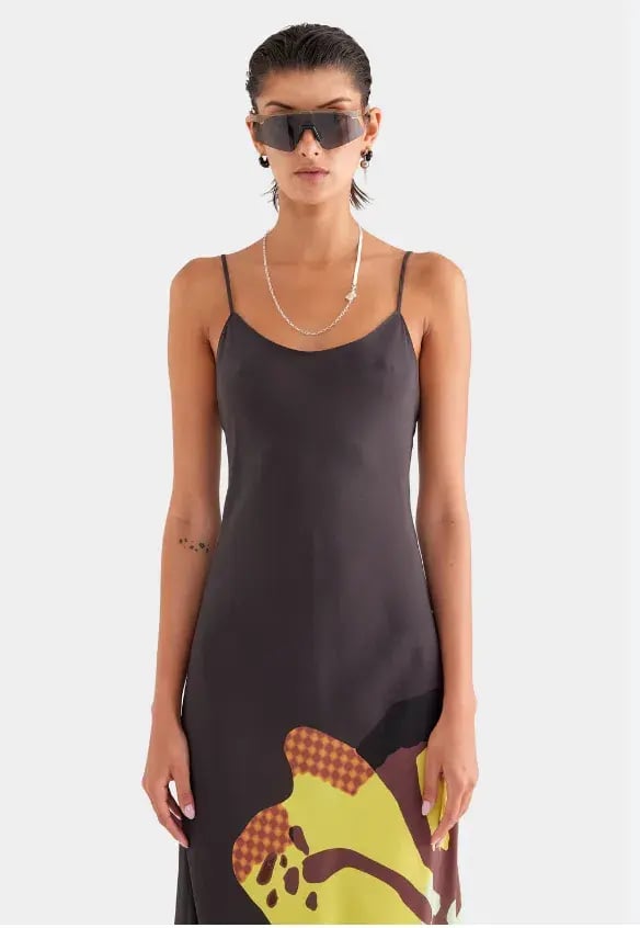 Venroy Hibiscus Sheer Silk Slip Dress photo 2