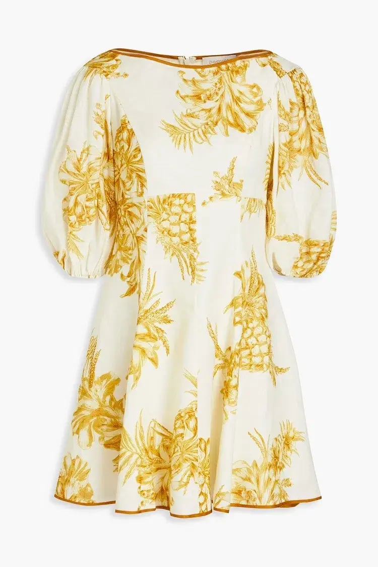 Zimmermann Empire Printed Linen Mini Dress Cream/Gold Size 2 / AU 12 photo 4