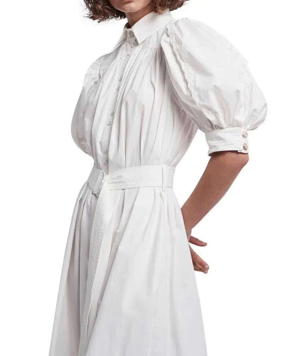 Aje Manifest Midi Belted Shirt Dress White Size AU 8 photo 2