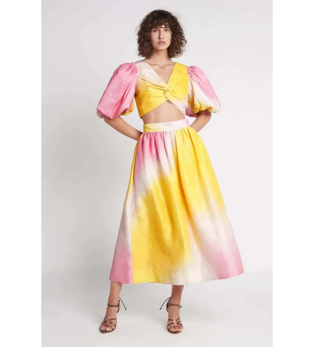 Aje Cloud Burst Puff Sleeve Cropped Top & Midi Skirt AU 8 photo 6