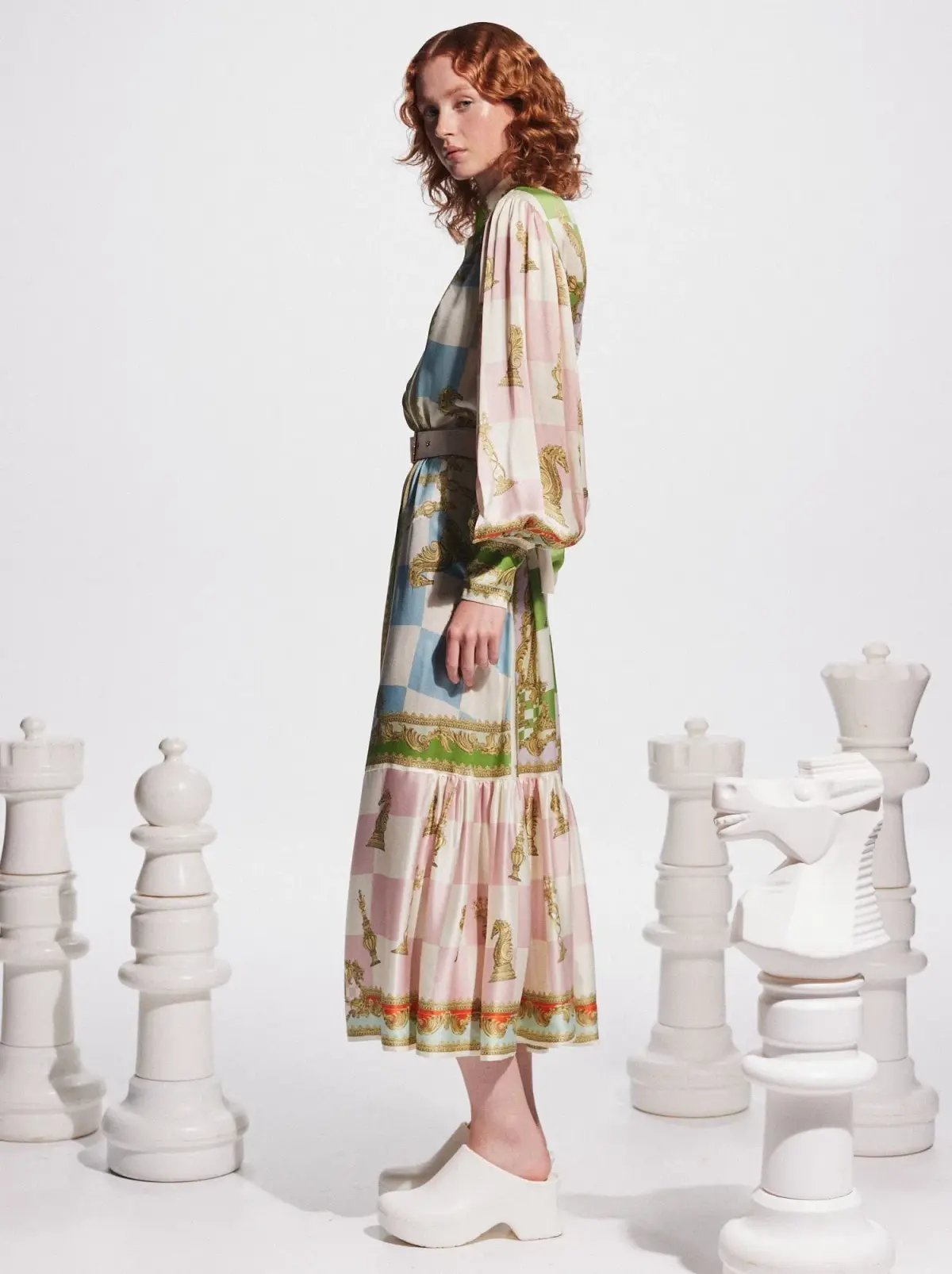Alemais Checkmate Silk Midi Shirtdress Multi Size 12 photo 5
