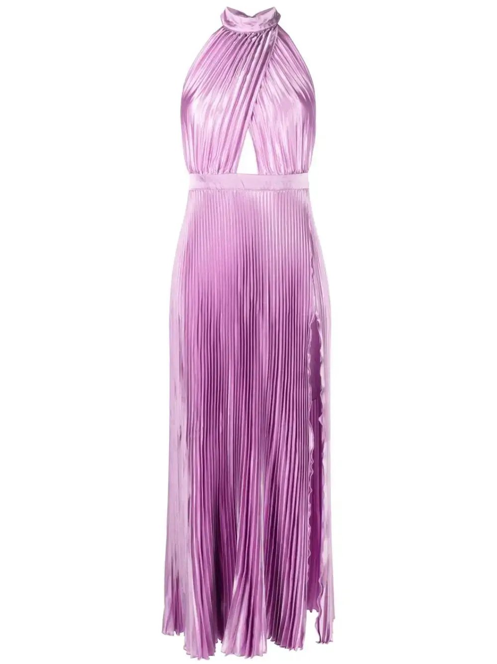 L'Idée Pleated Halterneck Dress Violet Purple Size 8 photo 7