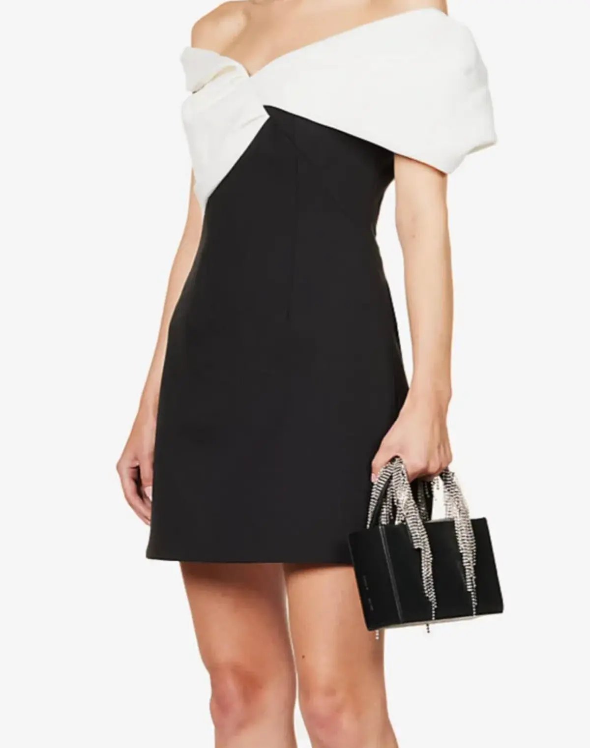 Rachel Gilbert Matteo Asymmetrical Off Shoulder Mini Dress Black/White Size 1 / AU 8 photo 2