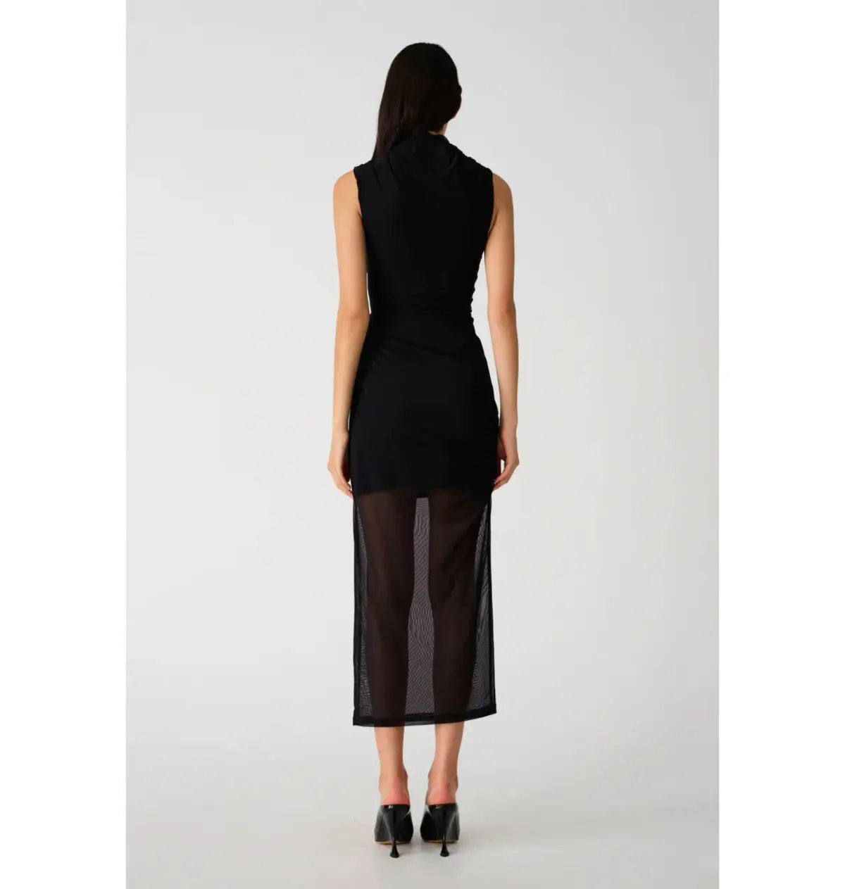Misha Tillie Mesh Midi Dress in Black Size 6 photo 4