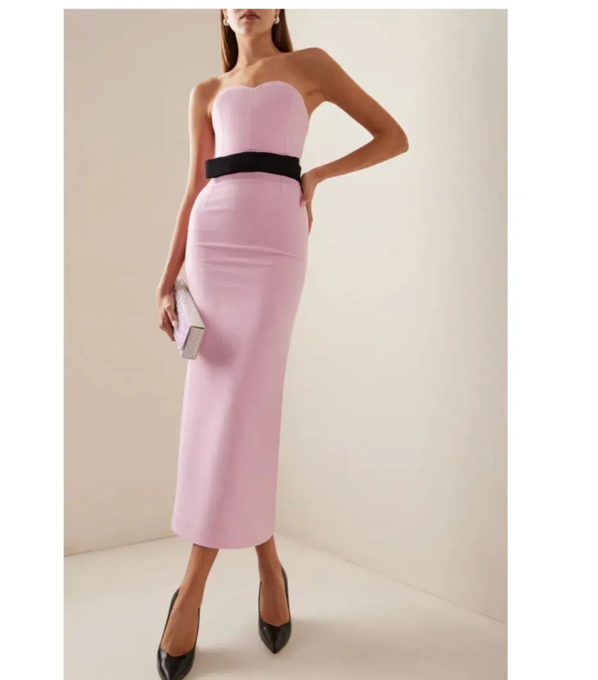 THE NEW ARRIVALS by İlkyaz Özel Noele Column Dress Baby Pink Size 10/M photo 8