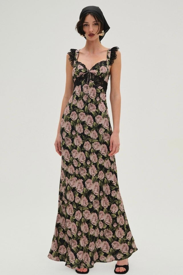 For Love and Lemons Fallen Rose Maxi - Black photo 4