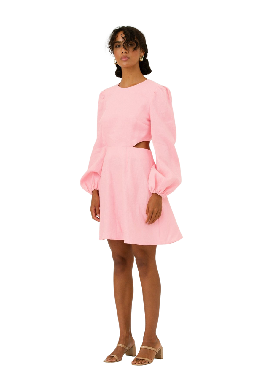 The Wolf Gang Safi Linen Cut Out Dress - Fairyfloss Pink photo 3