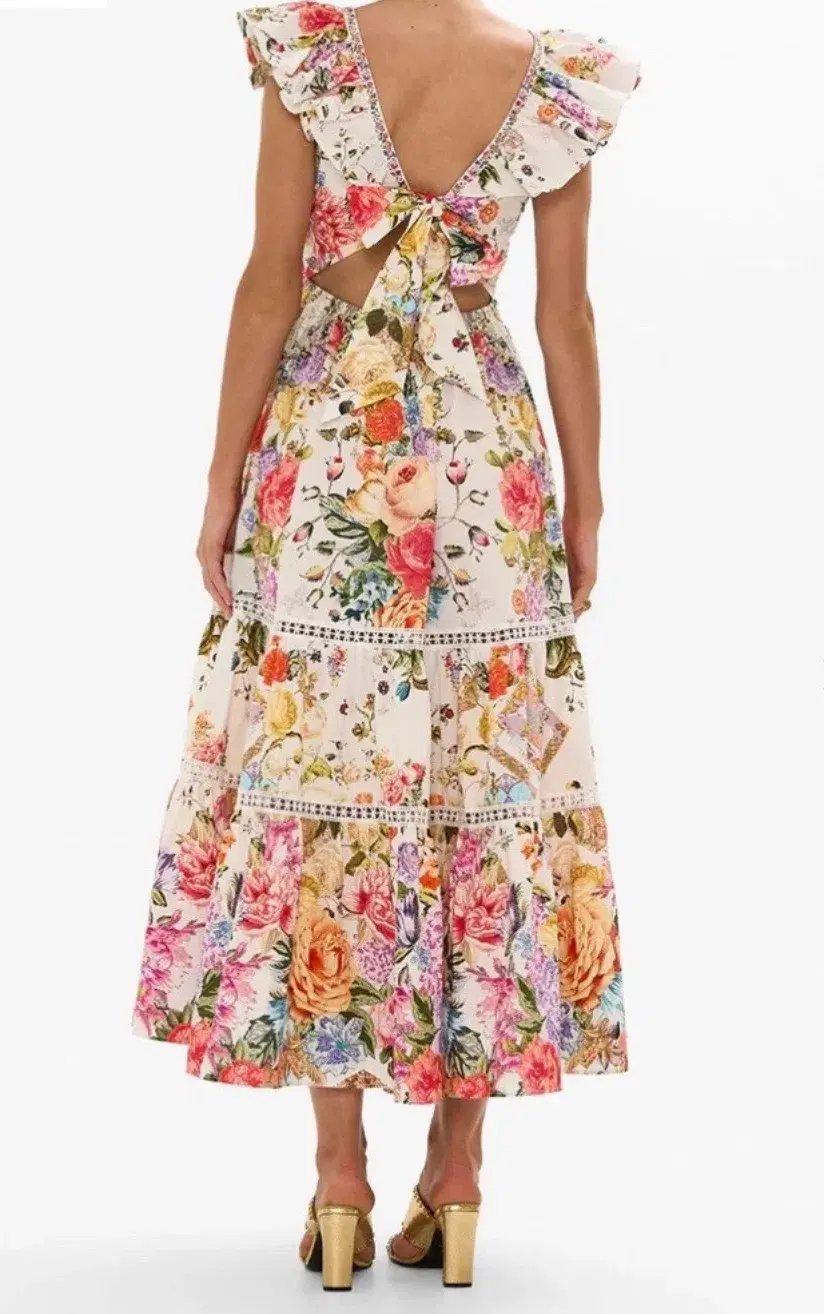 Camilla Tiered Dress With Neck Frill Sew Yesterday Size XL (16) photo 3