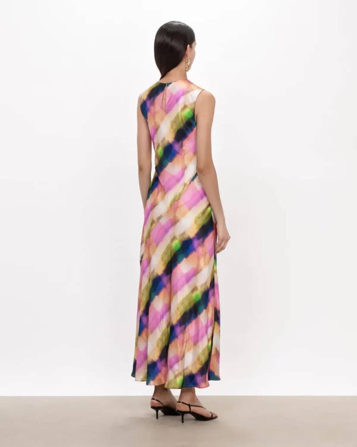Veronika Maine Murano Check Satin Midi Dress Multi Size AU 10 photo 2