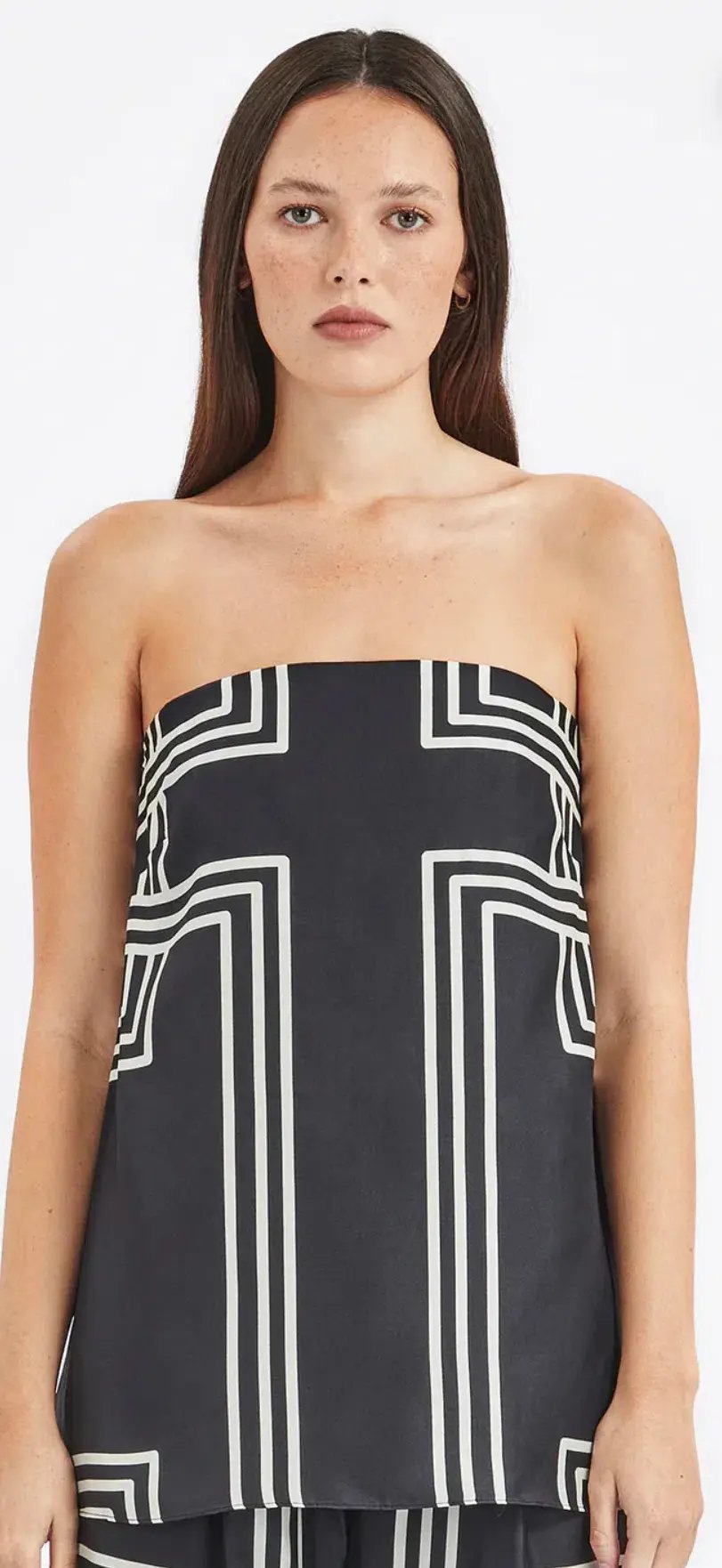 Ginger & Smart Walk the Line Strapless Top Black/Print Size 8 photo 3