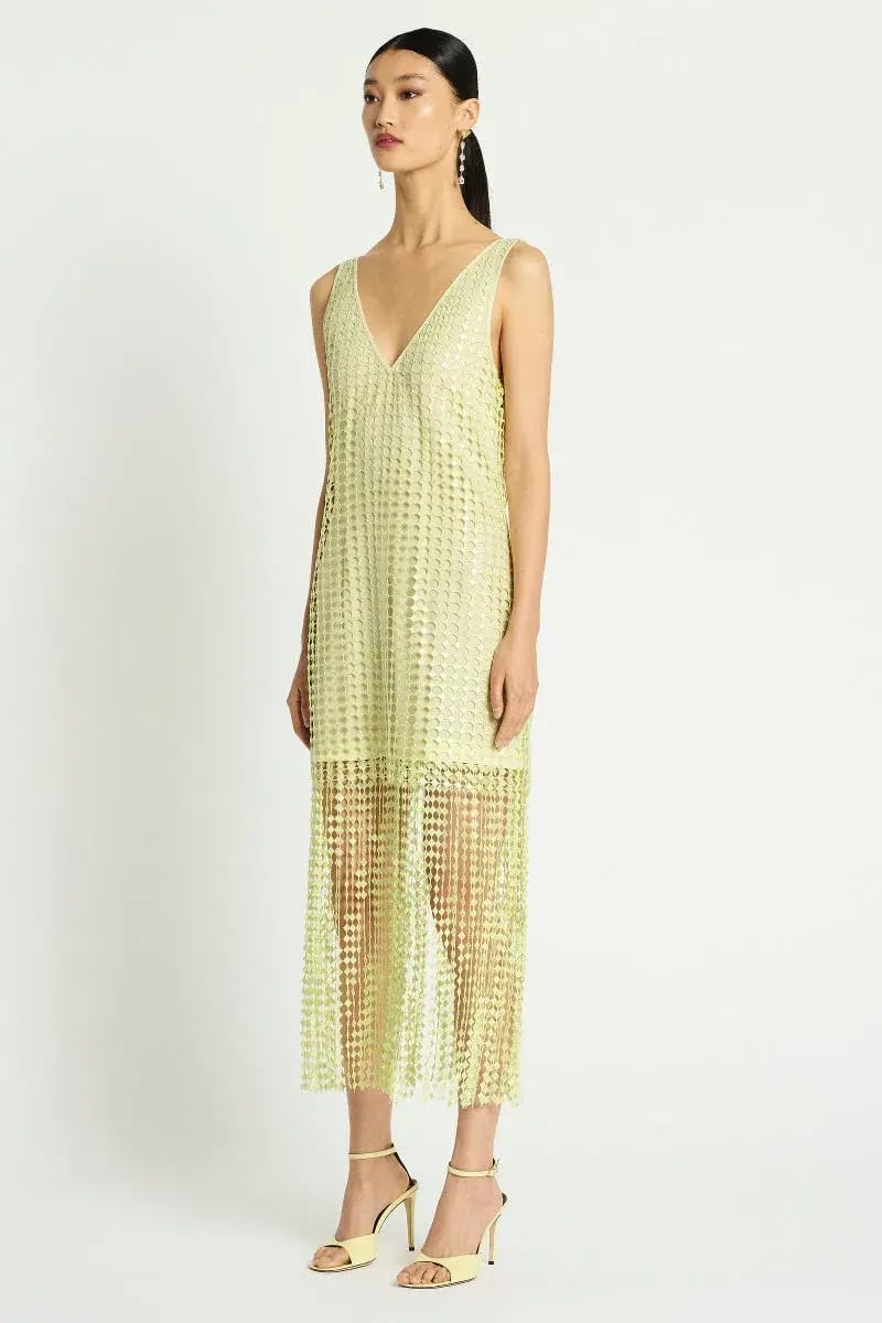 Sass & Bide Pinnacle Lace Midi Dress Lime Size 10 photo 4