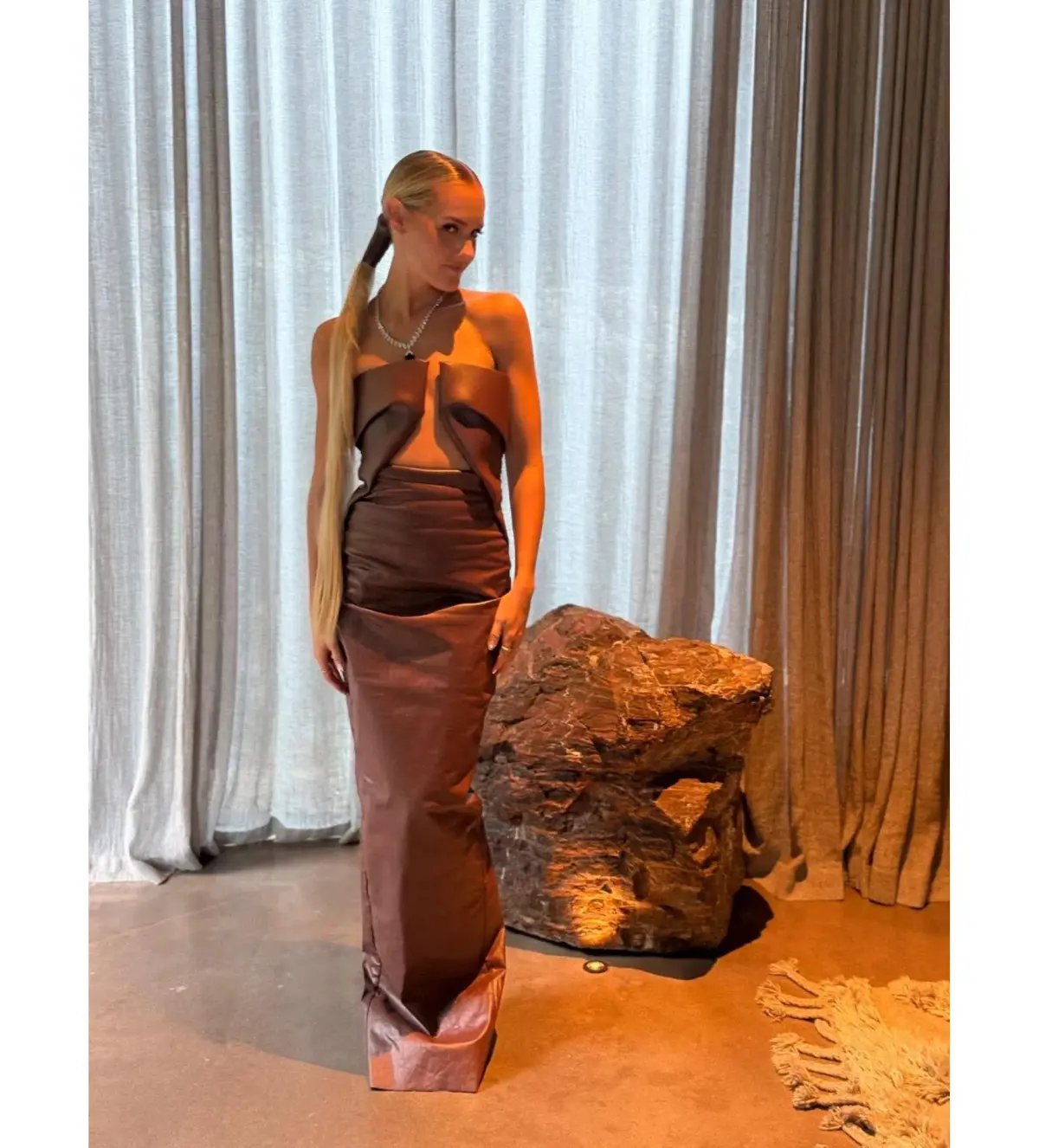 Rick Owens Prong Gown Brown Size AU 6 photo 2