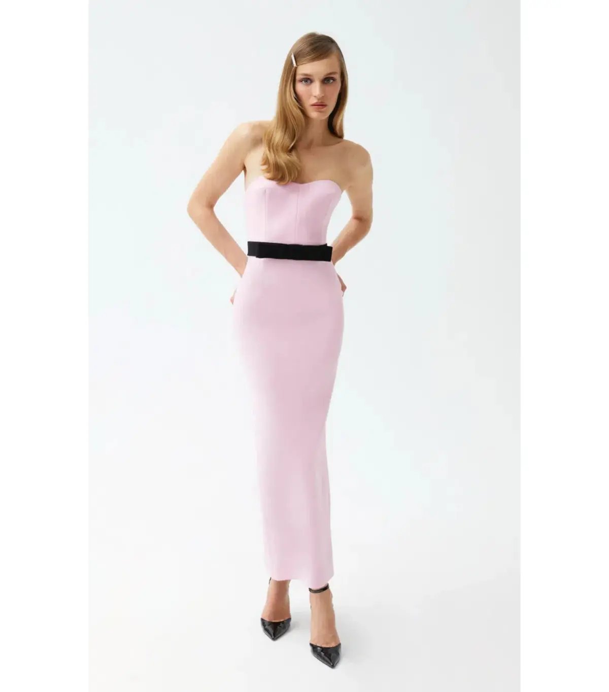 THE NEW ARRIVALS by İlkyaz Özel Noele Column Dress Baby Pink Size 10/M photo 4