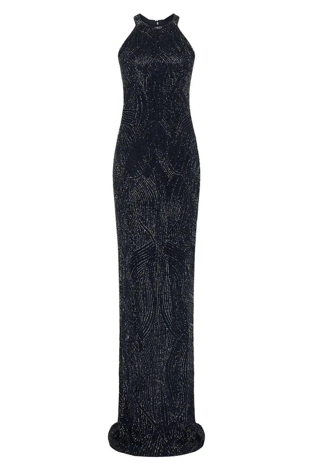 Rachel Gilbert Hand Embellished Carrie Gown Midnight Black Size AU 6 photo 3