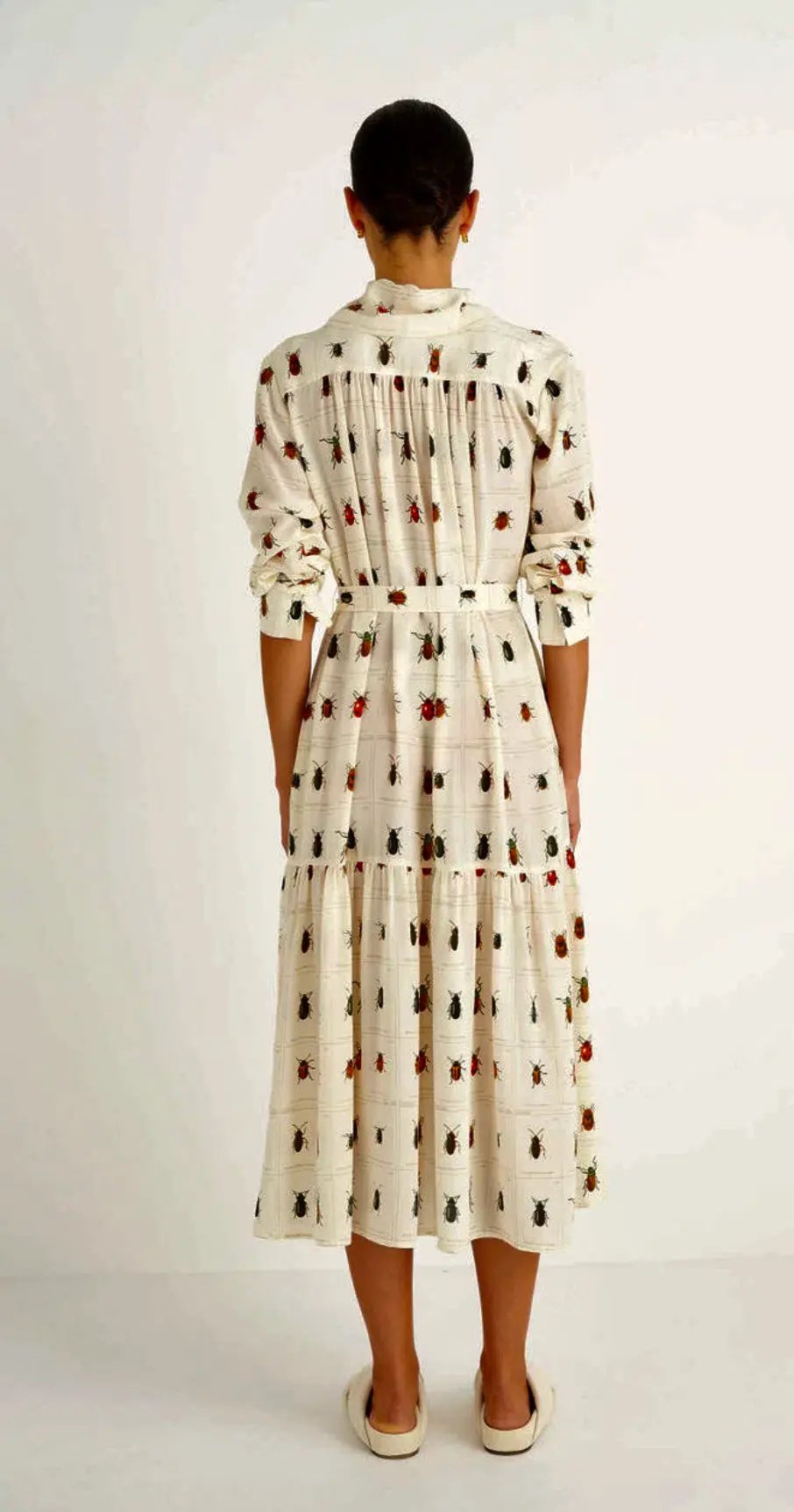 Oroton Beetle Print Dress in Cream Size 10 photo 4