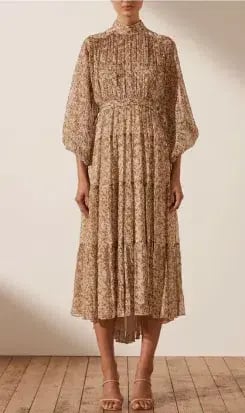 Shona Joy Ambar Backless Tiered Midi Dress Floral Size 6 photo 2