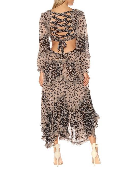 Zimmermann / Allia Cut Out Long Dress / Leopard Print / Size 3 (Size 12-14) photo 3