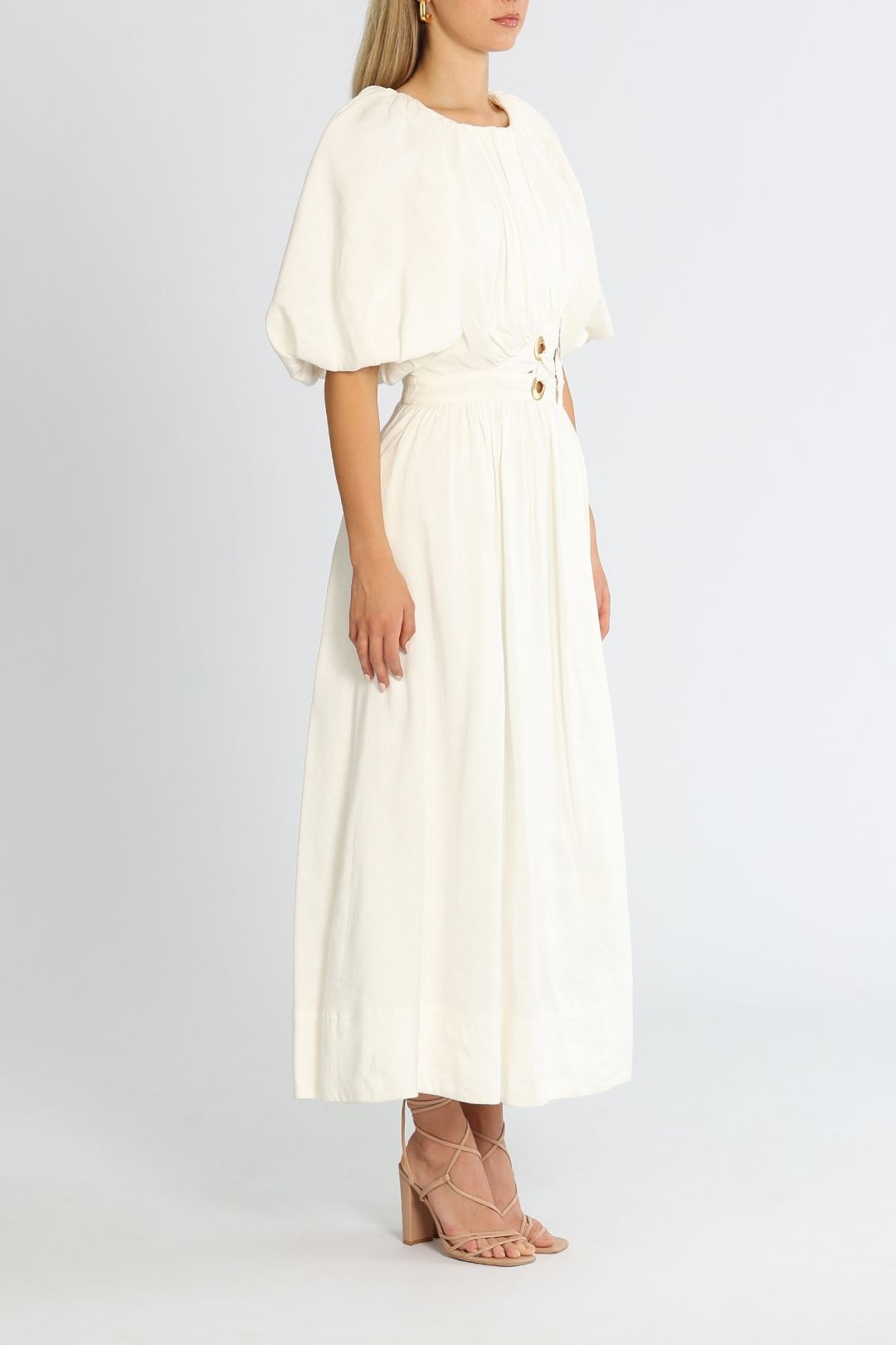 Virtuous Asymmetric Midi Dress - Ivory photo 2