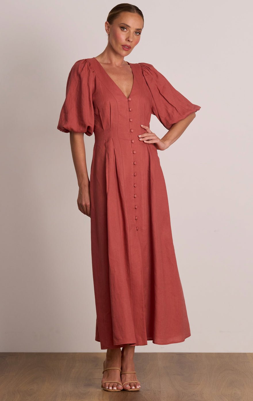 Pasduchas Meadows Button Midi Dress - Rosewood photo 3