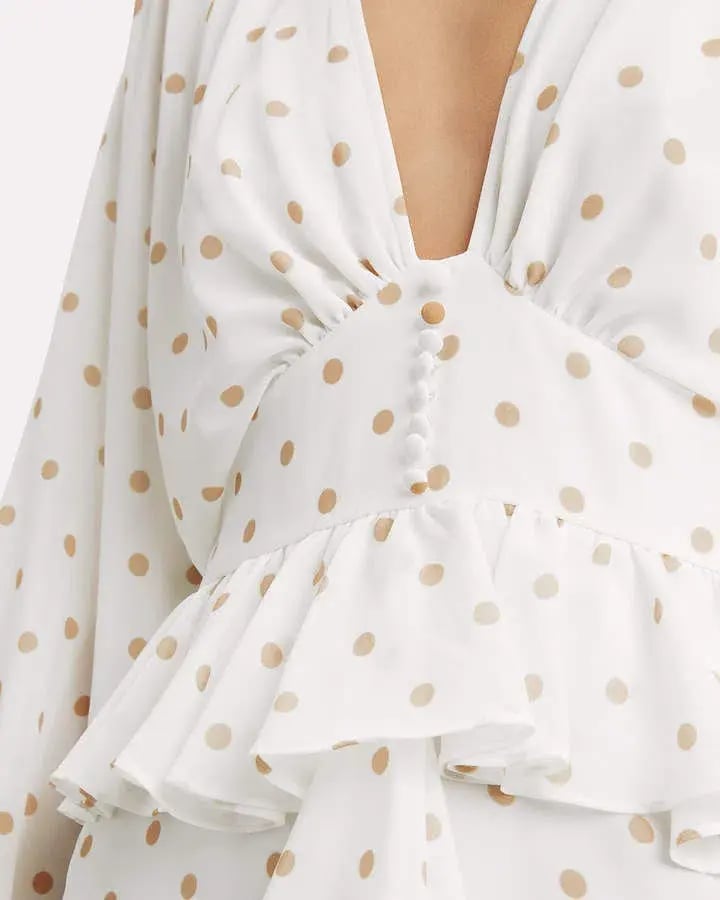 Shona Joy Polka Dot Ruffle Mini Dress White Size 10 photo 3