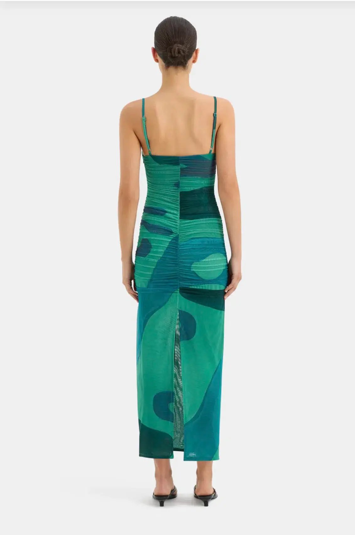 Sir the Label Frankie Gathered Midi Dress Green Multi Size 3/Au 12 photo 2