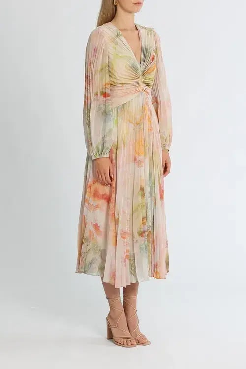 Ministry of Style Sunrise Midi Dress Blush Multi Print size AU 12 photo 2