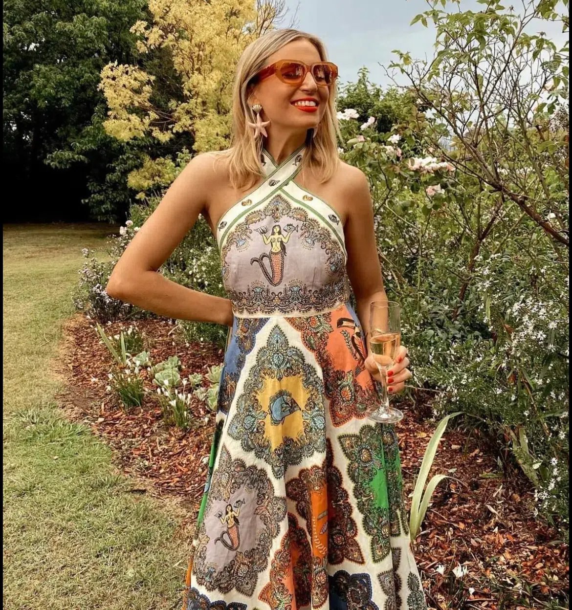Alemais Trippy Troppo Halter Midi Dress Multicolored Size AU 10 photo 3