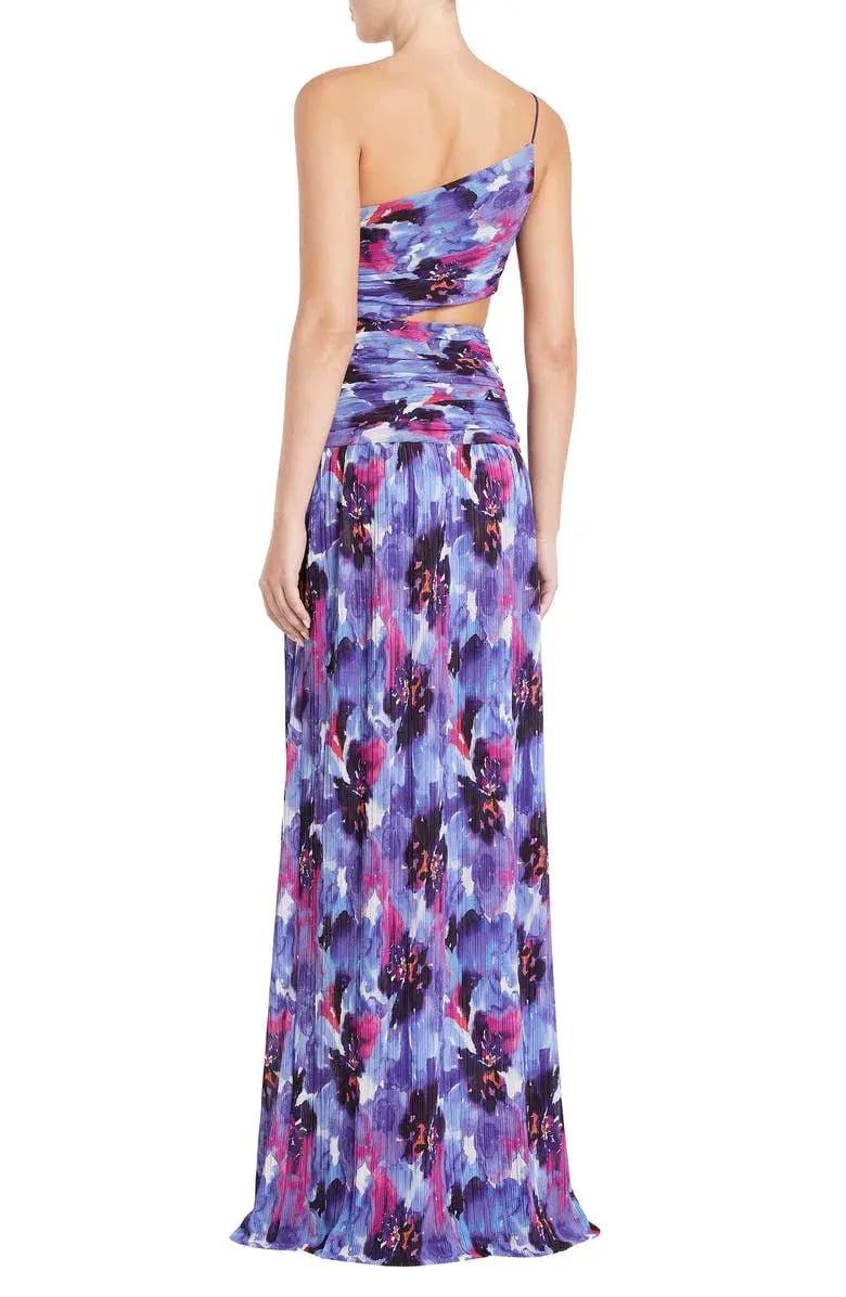Rebecca Vallance Purple Rain Floral One Shoulder Gown Print Size 8 photo 3