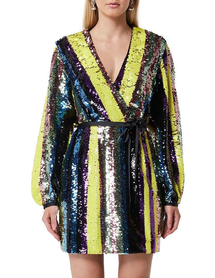 Elliatt Wrap Stripe Sequin Dress Size 6 photo 3