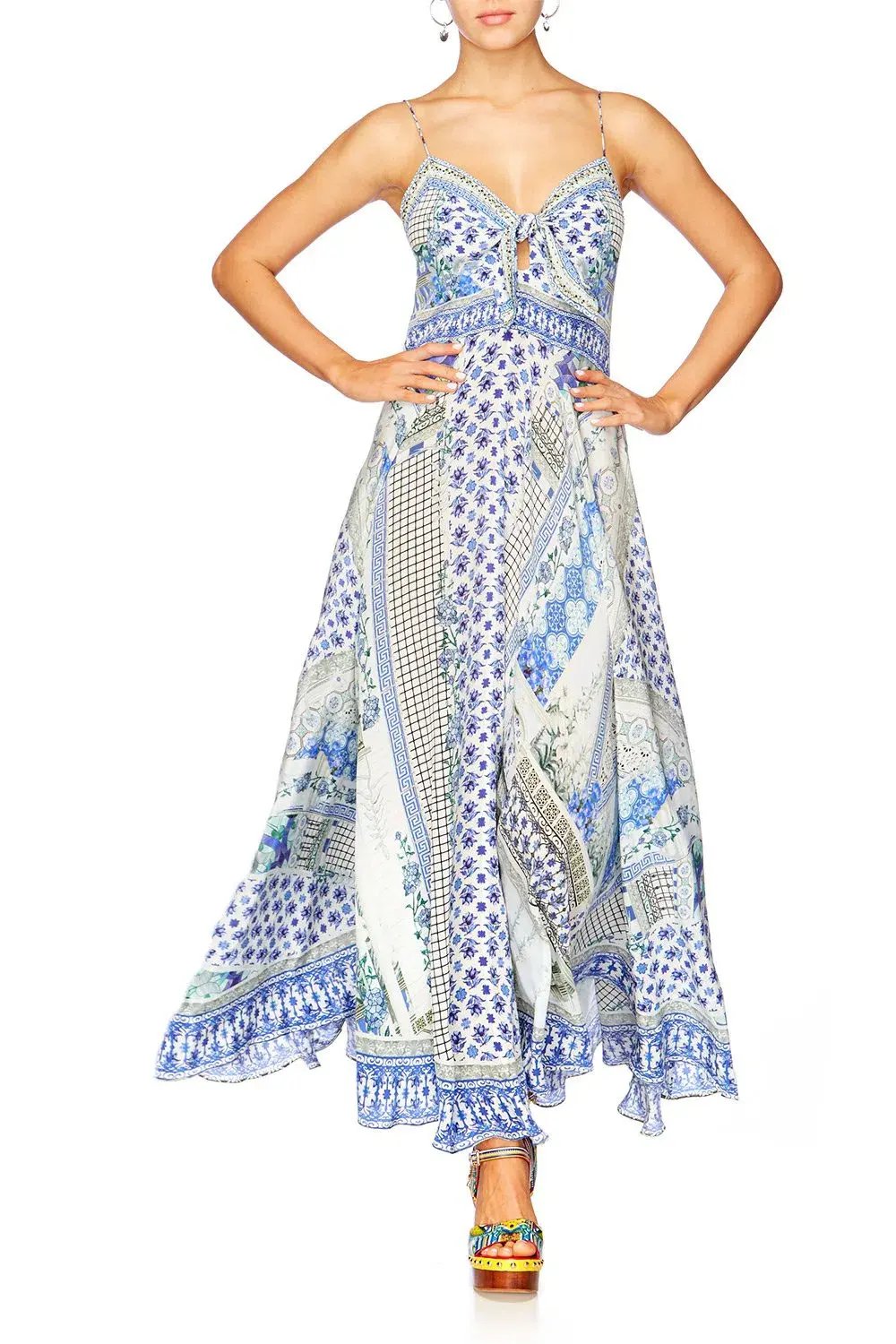 Camilla Salvador Summer Tie Front Long Dress Print Size M / AU 12 photo 4