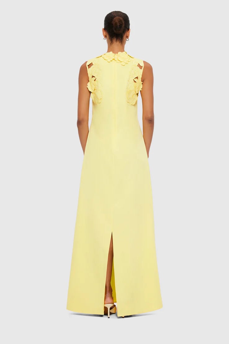 LEO LIN SOLENE APPLIQUÉ MAXI DRESS - SORBET YELLOW photo 6