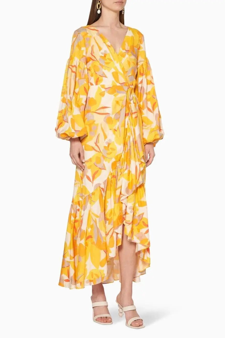 Acler Gallion Midi Dress Yellow Orange Size 10 photo 3