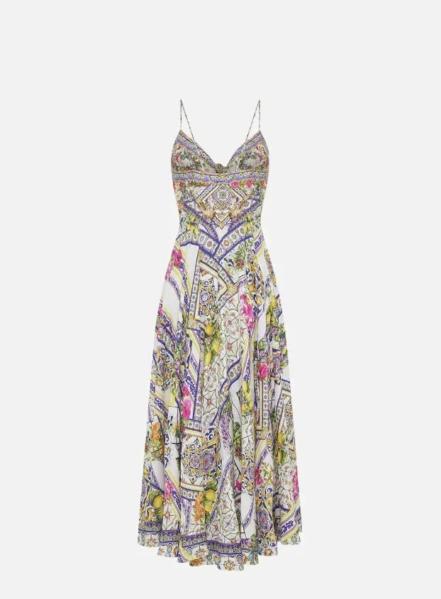 Camilla Long Dress With Tie Front Amalfi Amore Size S photo 7