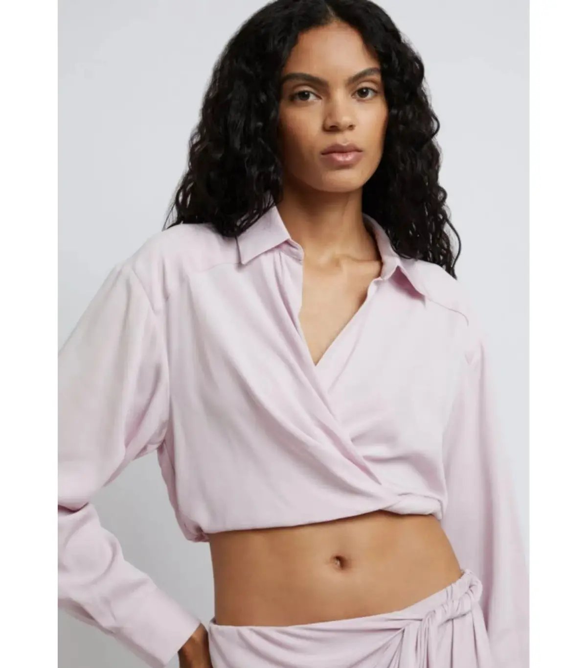 Christopher Esber Wrapped Cropped Blouse and Skirt Set in Blush Size AU 12 photo 3