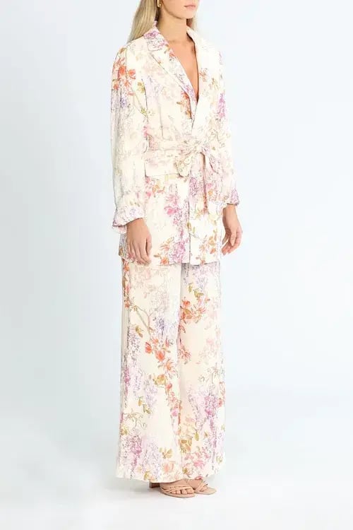 Ministry of Style Joyful Blooms Blazer and Pant Set Multi Print White Size 12 photo 2