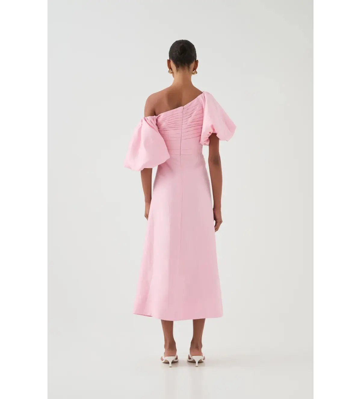 Aje Cadence Ruched Midi Dress in Ballerina Pink Size L / AU 12 photo 3