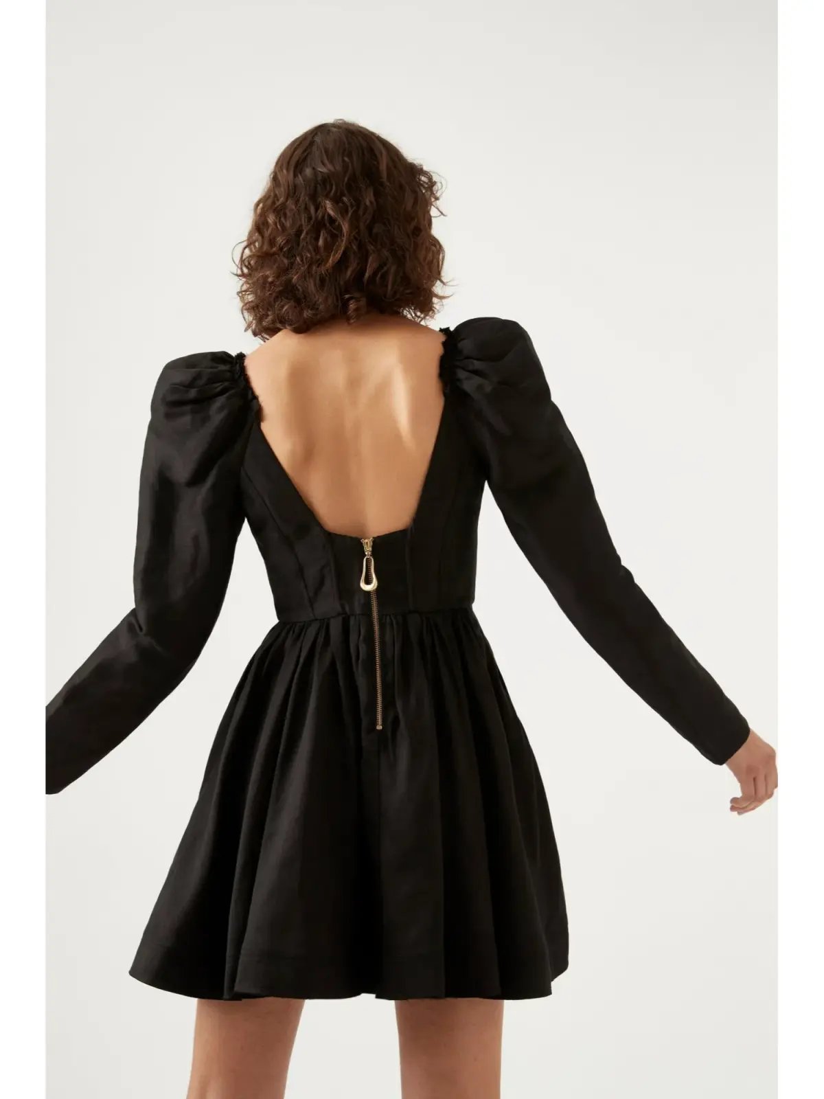 Aje Fleur Corset Long Sleeve Mini Dress in Black Size AU 8 photo 4