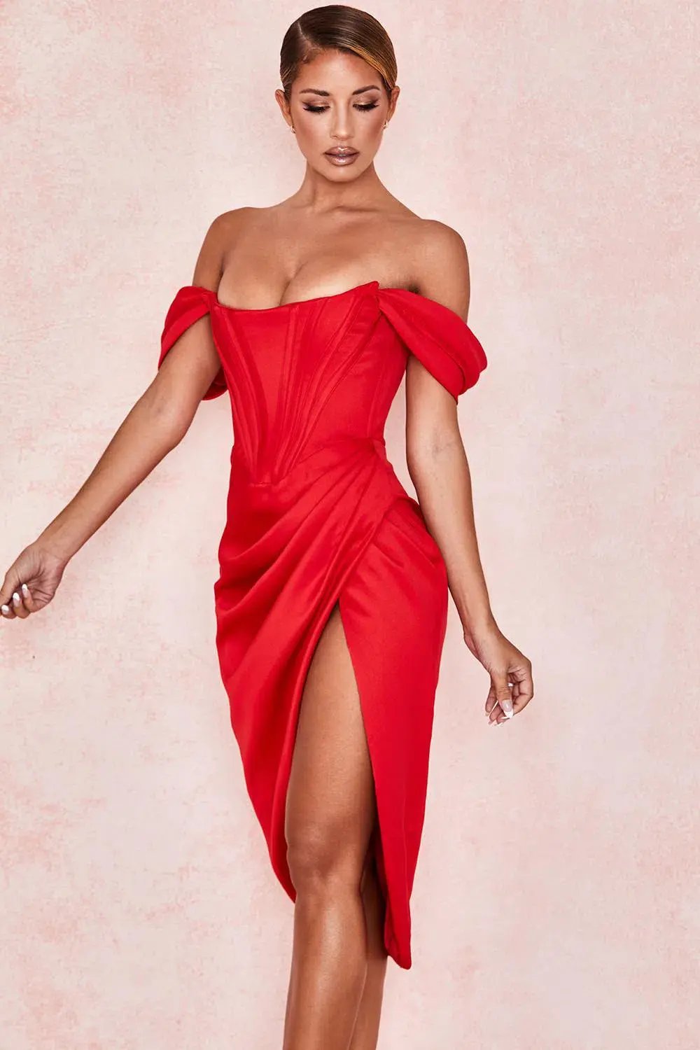 House of CB Loretta Midi Dress Red Size 12 photo 2