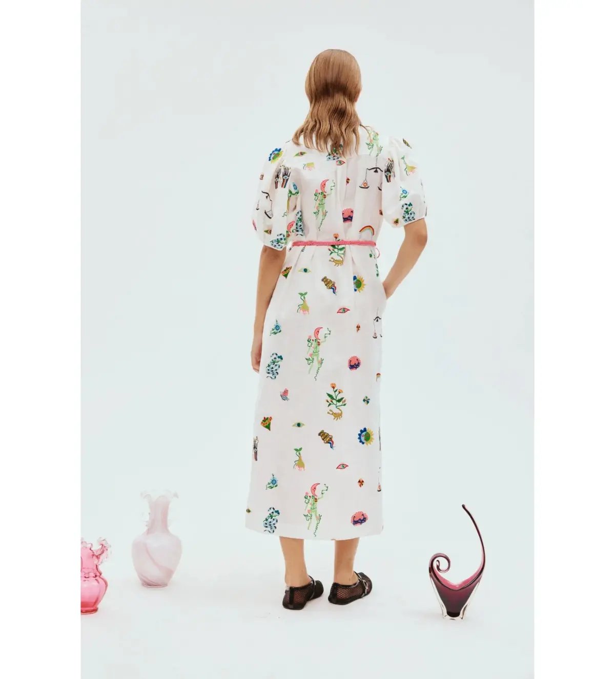 Alemais Atticus Embroidered Midi Shirtdress White Print Size AU 12 photo 3